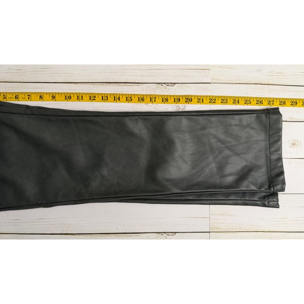 7 For All Mankind High Waist Faux Leather Pants Fly Zip Green Woman's XS - Picture 5 of 8